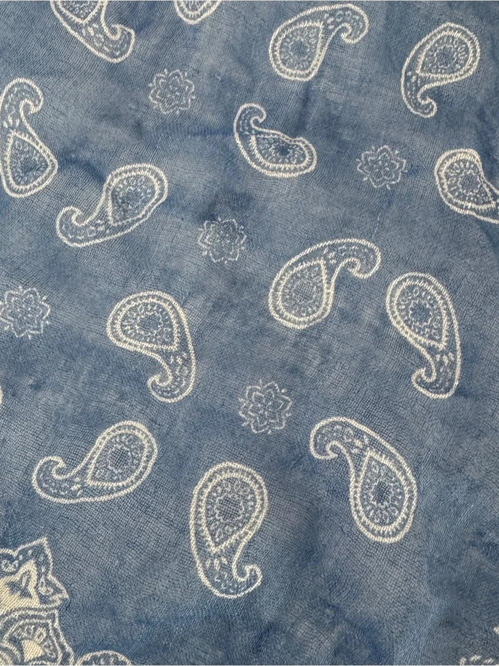 CITRUS Blue Paisley Linen Embroidered Bandana Scarf